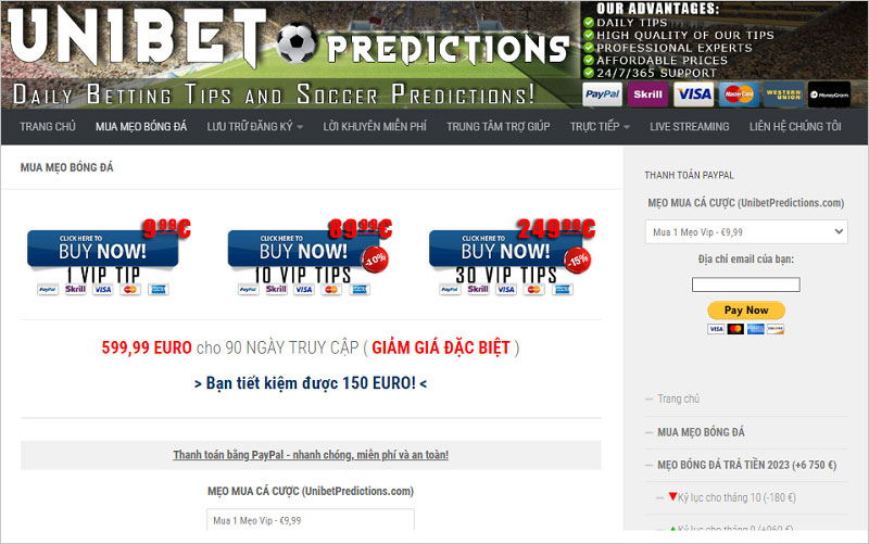 Nên mua tips bóng đá tại Unibetpredictions.com