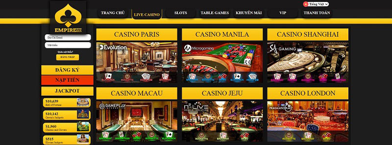 Cá cược casino tại nhà cái Empire777